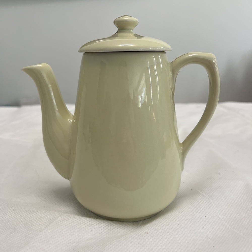 Vtg MCM Hall Pottery Coffee Tea Pot Butter Yellow USA Cottage Granny Chic Farm